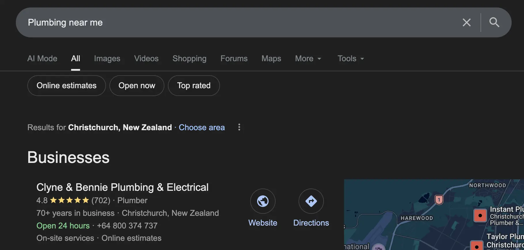 Screenshot of Google Business Profile with reviews