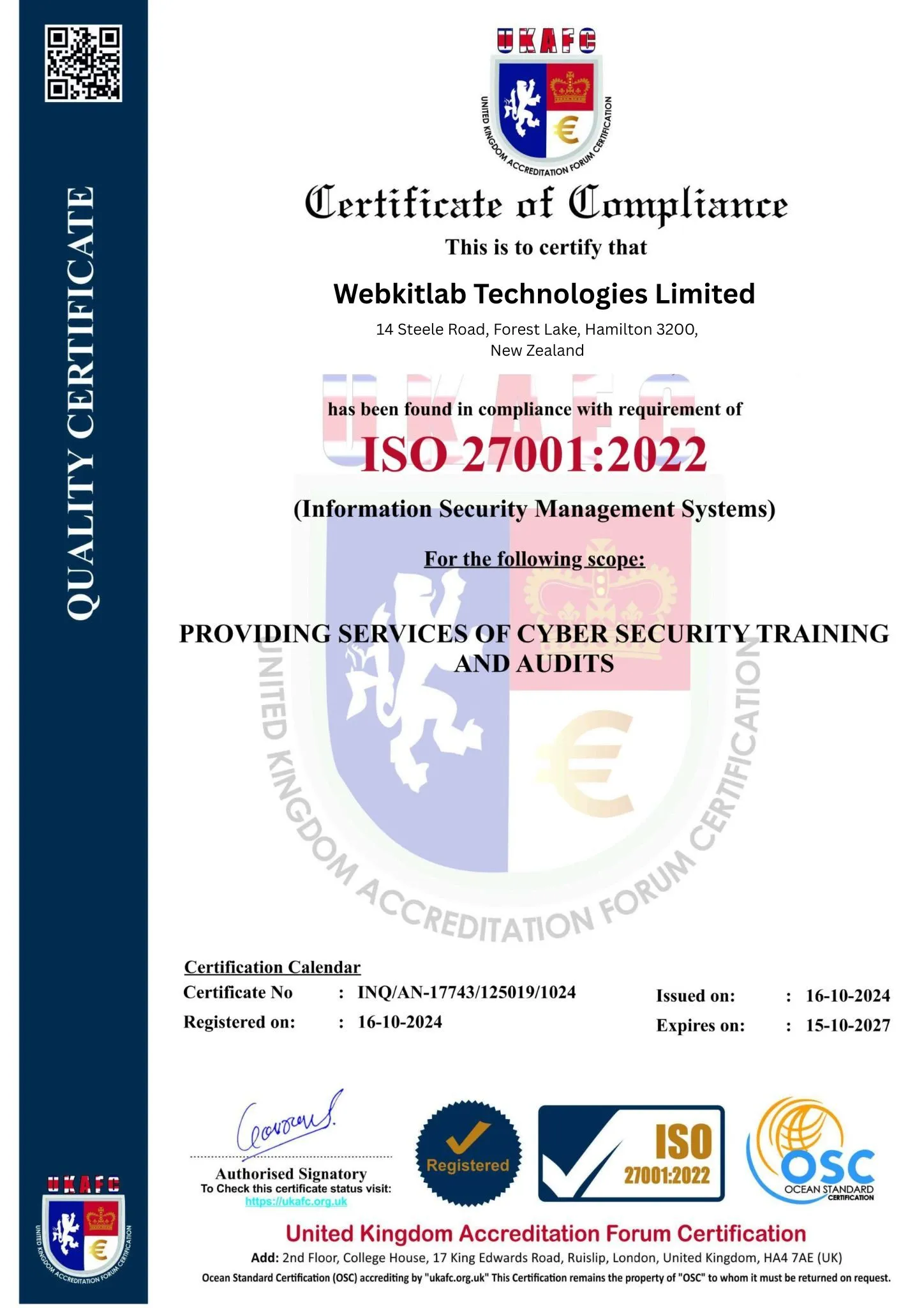 ISO Certified - WebKitLab