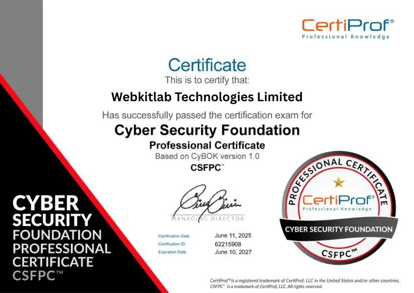 Cybersecurity Certificate - WebKitLab
