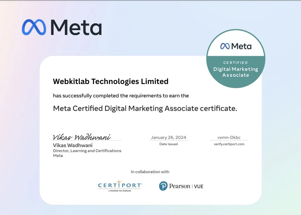Meta Certified Agency Badge - WebKitLab
