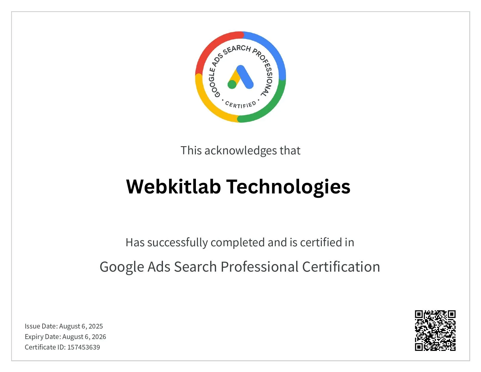 Google Ads Certified - WebKitLab